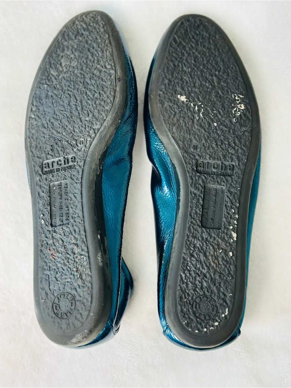 Arche Laius Leather Metallic Teal Ballet Flats Size 41  US 9.5-10